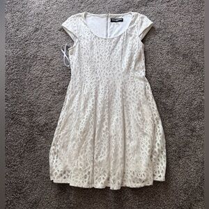 Karl Lagerfeld Paris Laser-Cut Lace Fit & Flare Dress